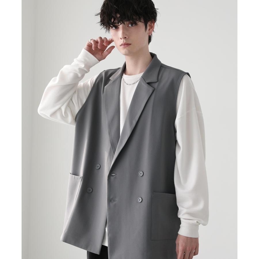 テーラードベスト メンズ ベスト ジレ ダブルブレスト