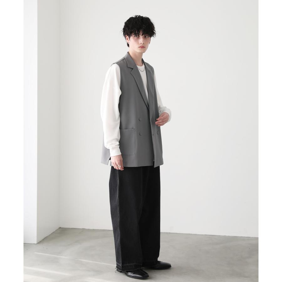 グレー ダブルブレスト テーラードジャケット ベスト セット テーラードベスト メンズ ベスト ジレ ダブルブレスト