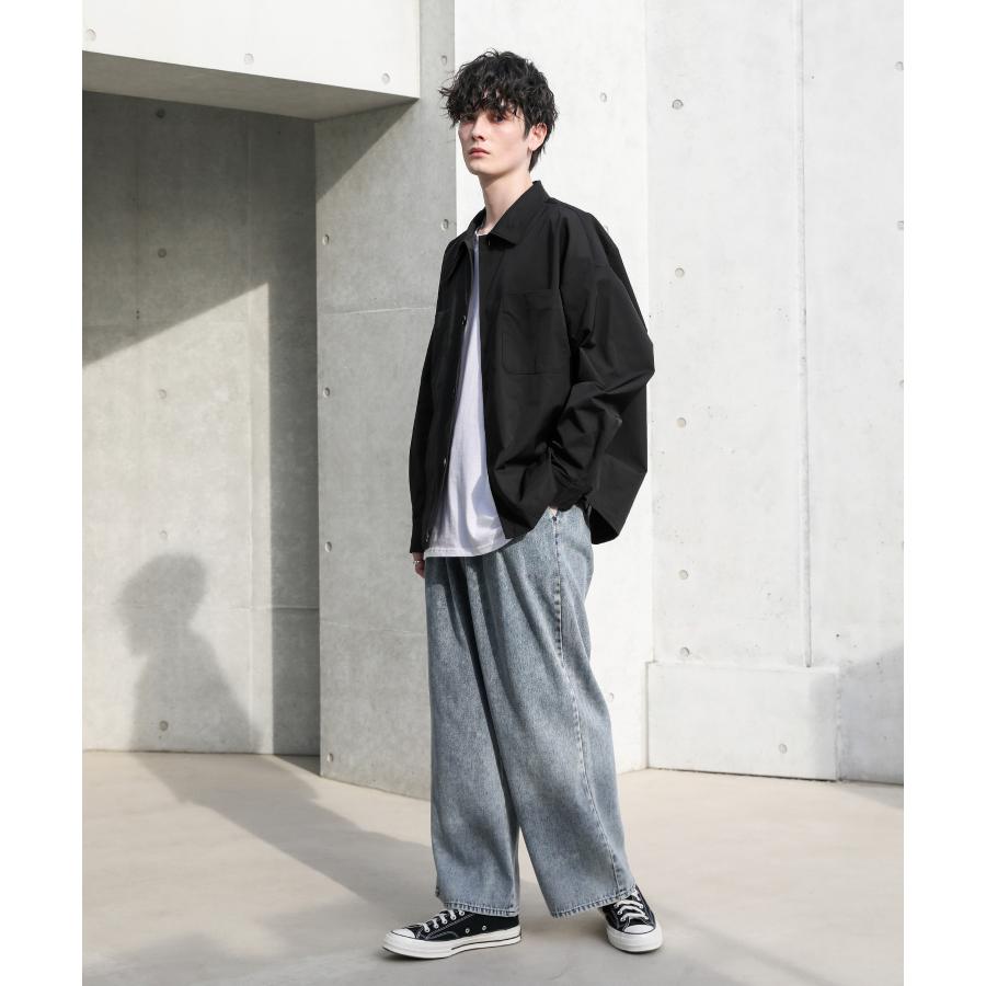 メンズ ジャケット シャツ 2way ハイネック 仕様 ダブルポケット S M L