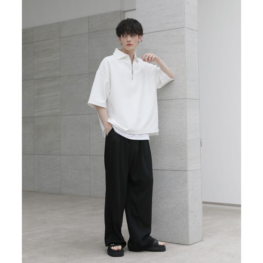 SOYOUS（ソユーズ） メンズ Tシャツ 半袖 プルオーバー ハーフジップ