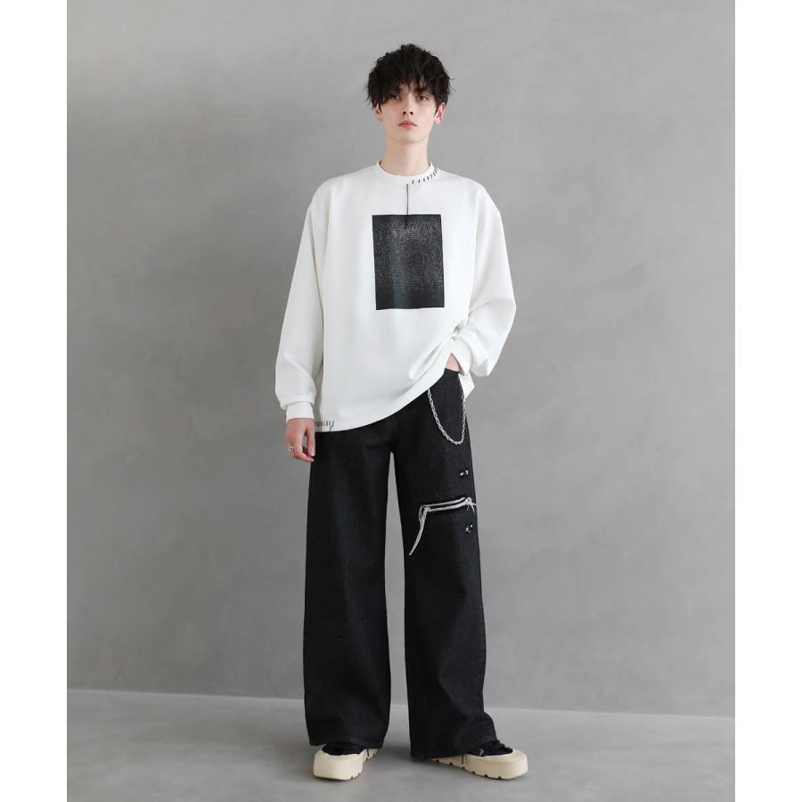 ASTRONOMY Tシャツ メンズ 長袖 ロンT 秋 秋服 プリント ステッチ
