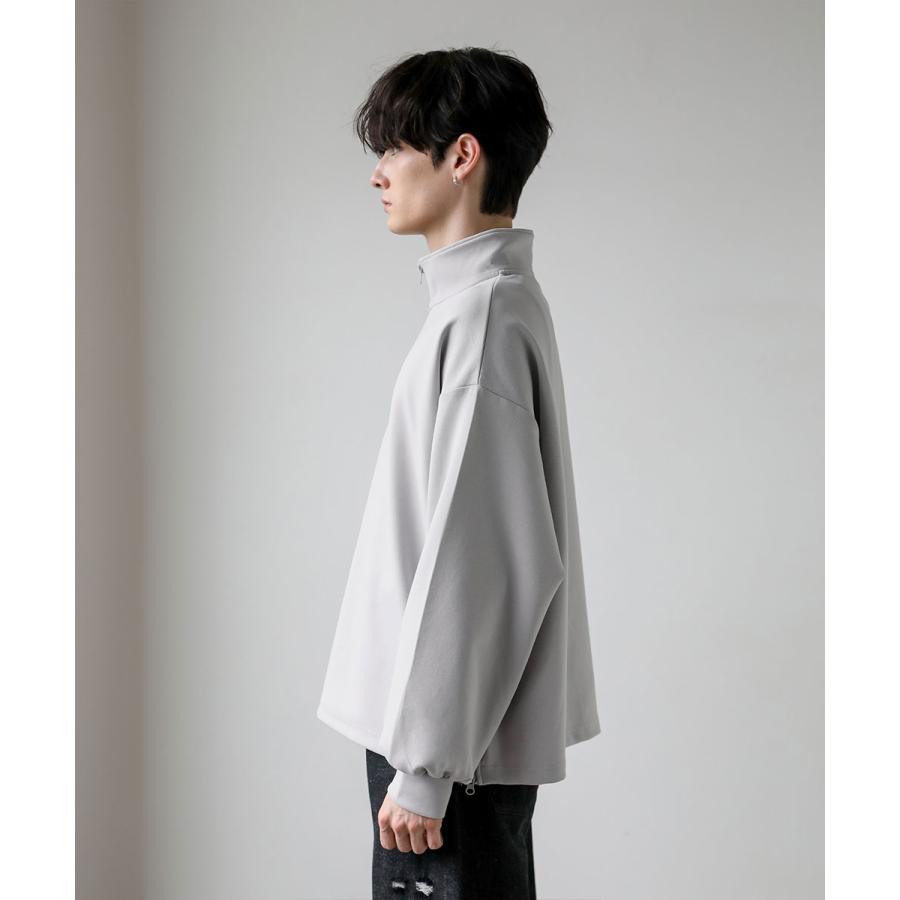 ハーフジップ メンズ コットン ポンチ カットソー S M L XL ブラック