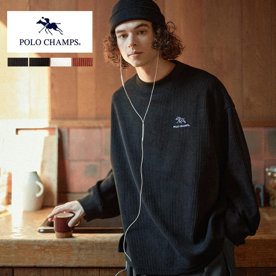 メンズ スウェット プルオーバー カット コーデュロイ ロゴ 刺繍