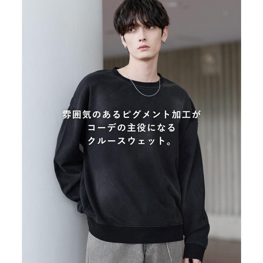スウェット メンズ ピグメント加工 ヘビー ウェイト クルー トレーナー