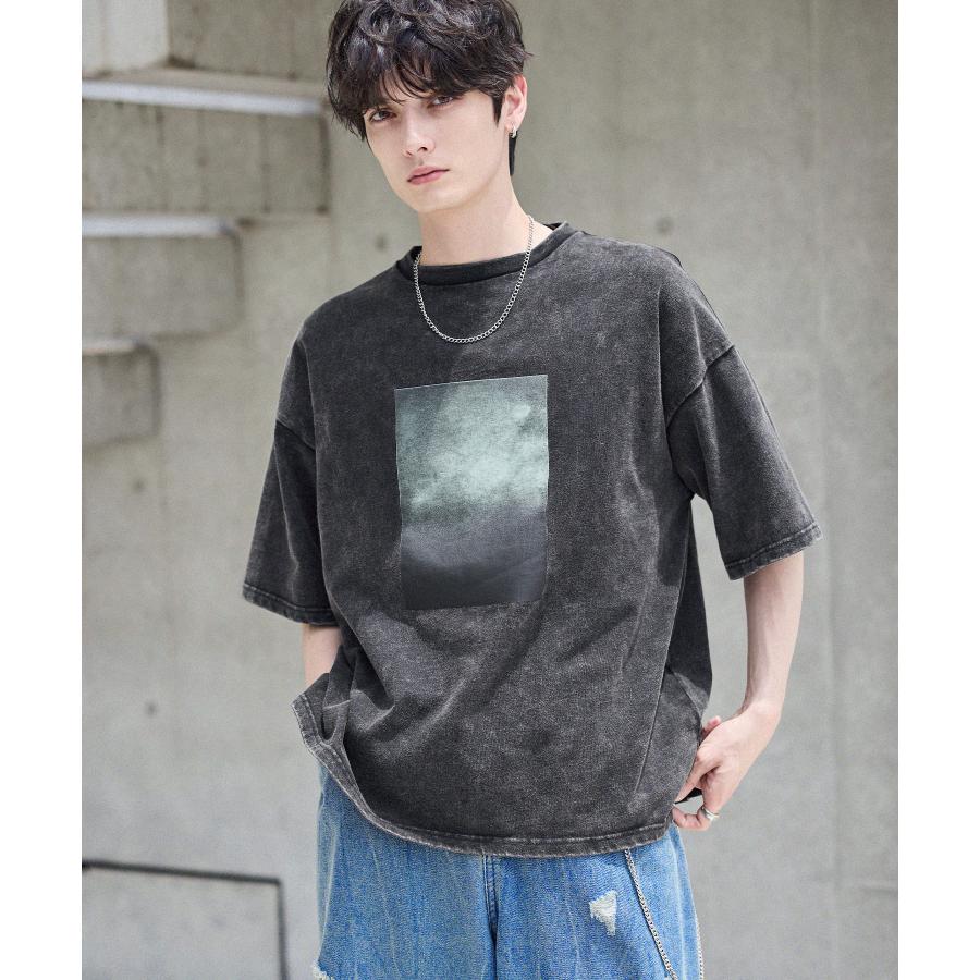 Tシャツメンズ 夏服 夏 半袖 グレー系 グラフィック ビンテージ加工