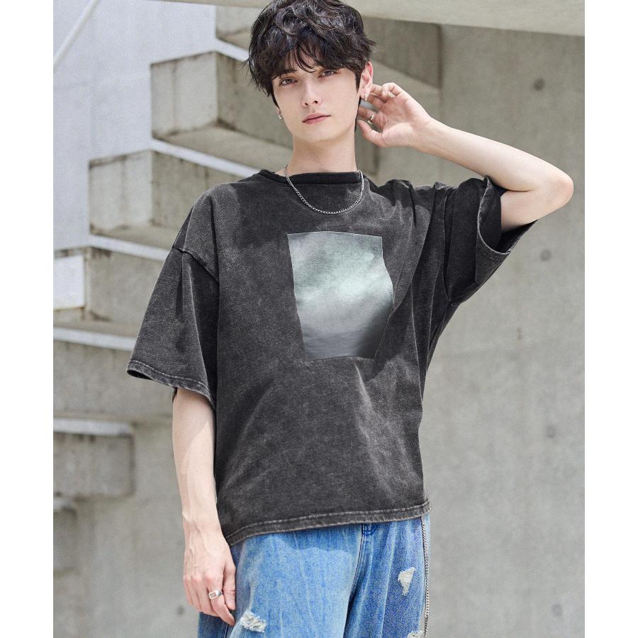 Tシャツメンズ 夏服 夏 半袖 グレー系 グラフィック ビンテージ加工