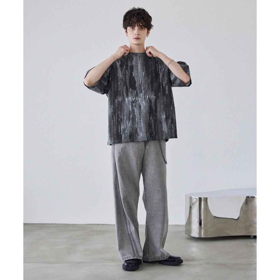 Tシャツメンズ 夏服 夏 半袖 グレー系 グラフィック ビンテージ加工