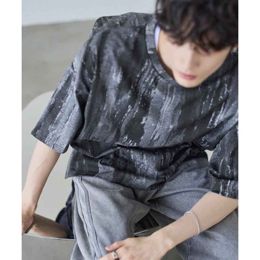 Tシャツメンズ 夏服 夏 半袖 グレー系 グラフィック ビンテージ加工