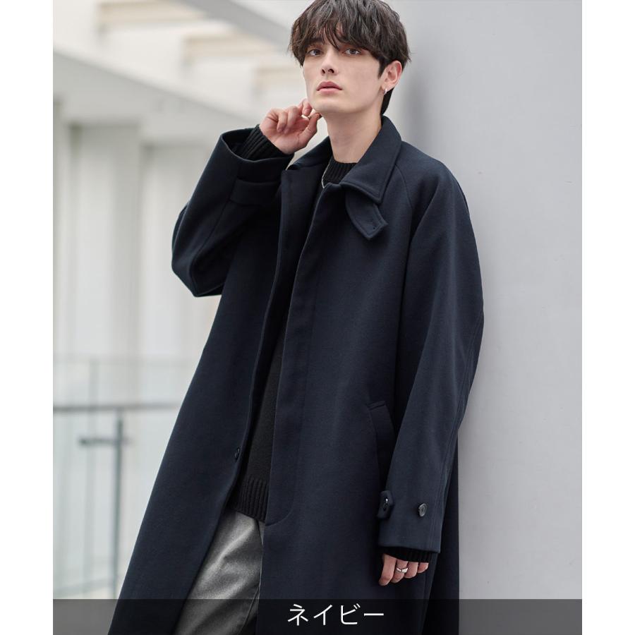 コート メンズ ウールタッチ ステンカラーコート 比翼 スタンドカラー