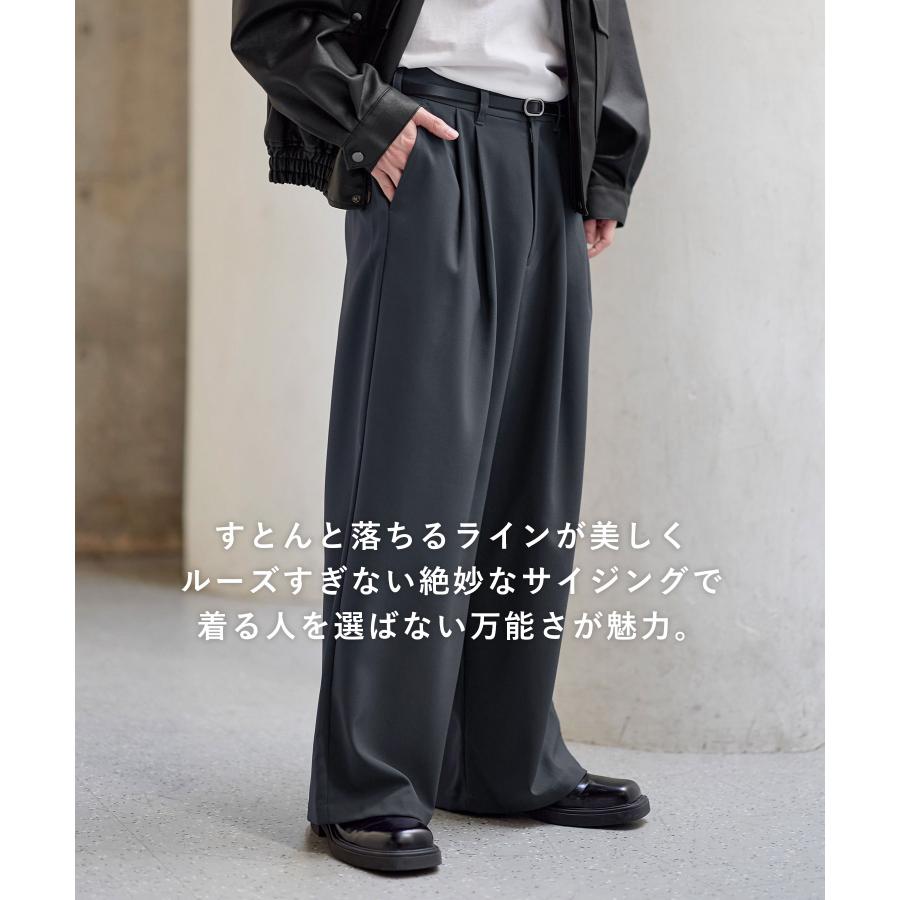 ASTRONOMY ワイドパンツ メンズ 防シワ スラックス バギー 2タック