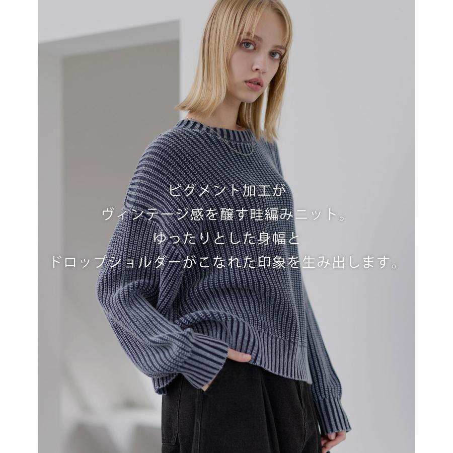 ASTRONOMY ピグメントニット メンズ 秋 冬 クルーネック キレイめ