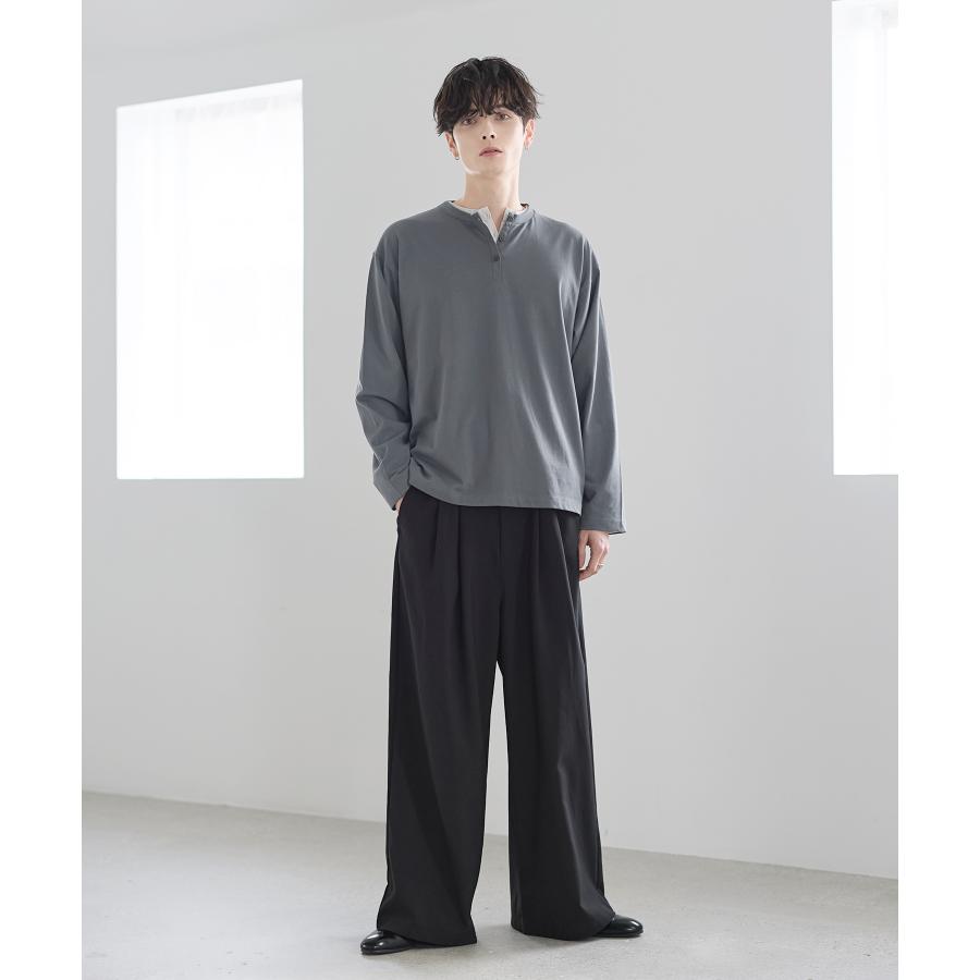 ASTRONOMY Tシャツ メンズ 春 夏 長袖 クルーネック ヘンリーネック 綿