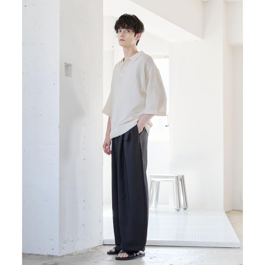 ASTRONOMY サマーニット メンズ ニット 半袖 ポロ ヘンリー シアー