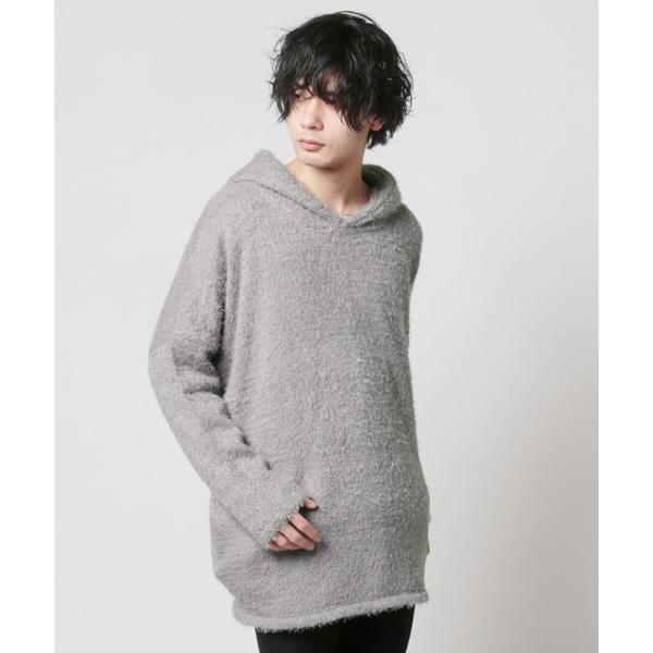 フェザーヤーンニット フード ドルマンパーカー メンズ : SOYOUS