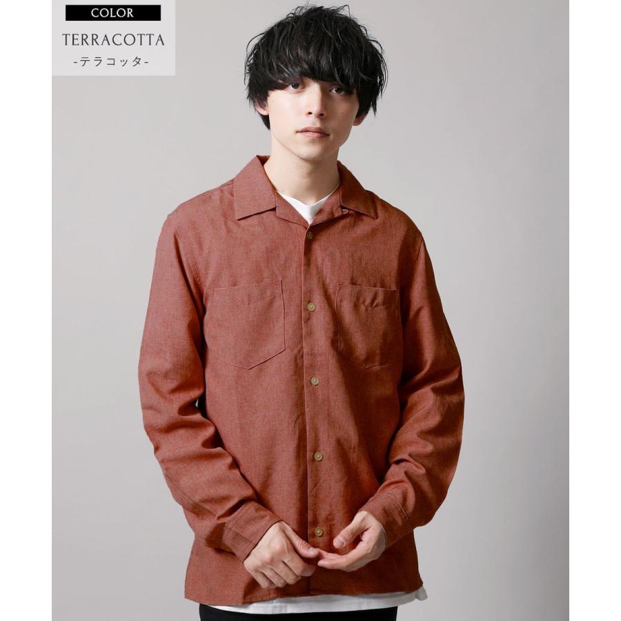 オープンカラー シャツ メンズ 長袖 オープンカラーシャツ