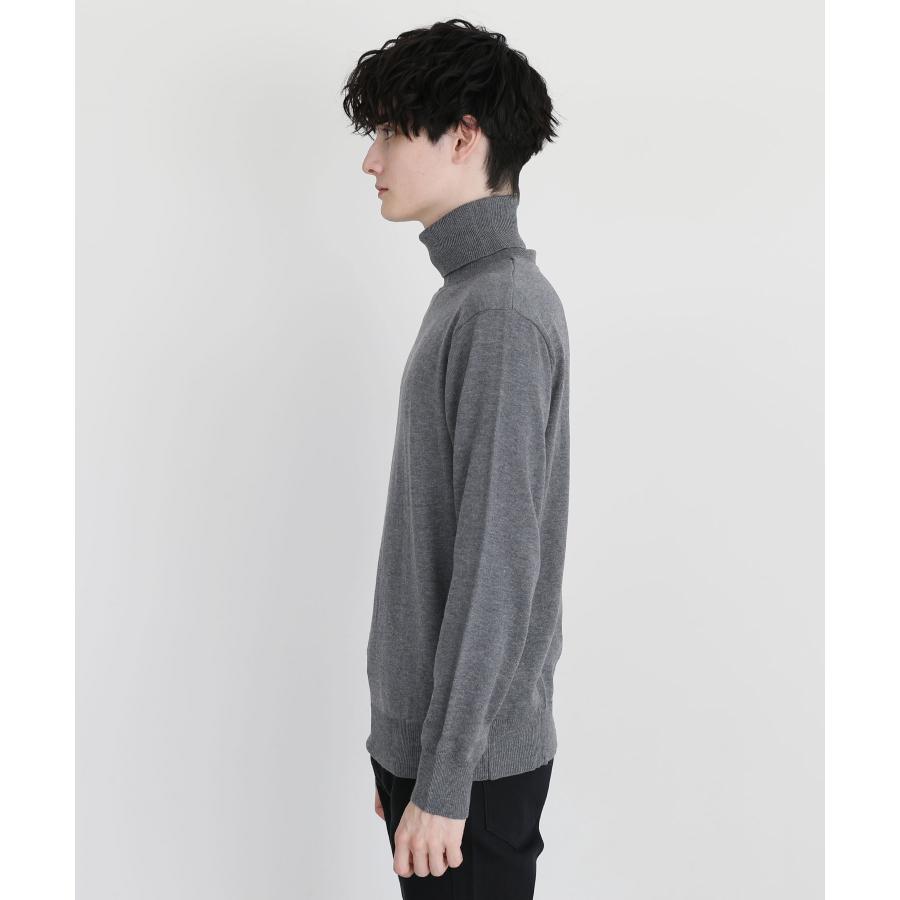 ニット メンズ 7G シープ カシミアライク 天竺 タートルネック