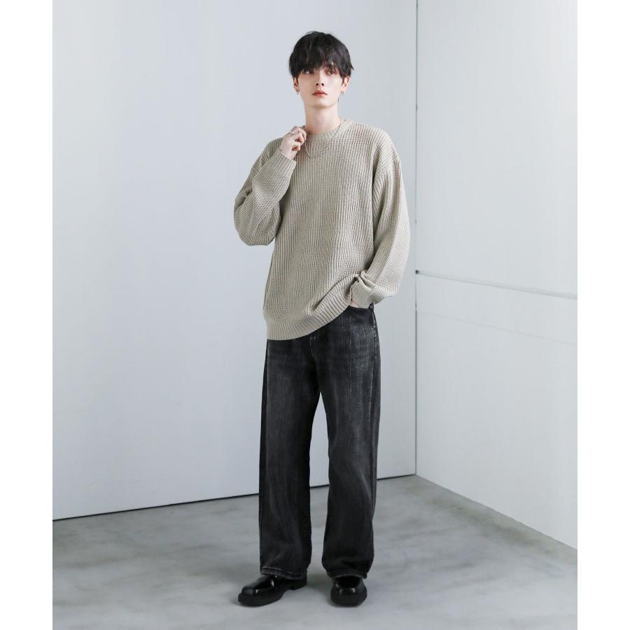 ニット メンズ ファッション クルーネック セーター トップス 長袖 畦