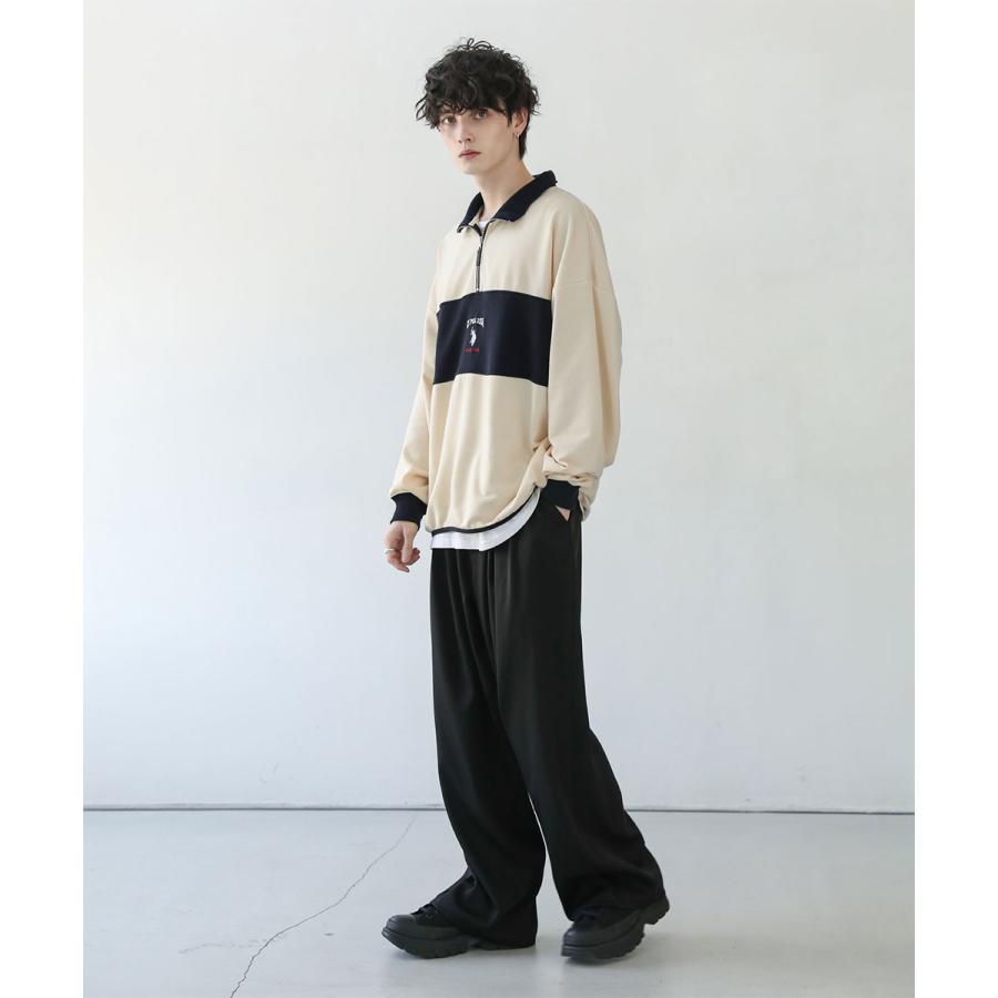 スタンドネック スウェット ハーフジップ ビッグシルエット メンズ
