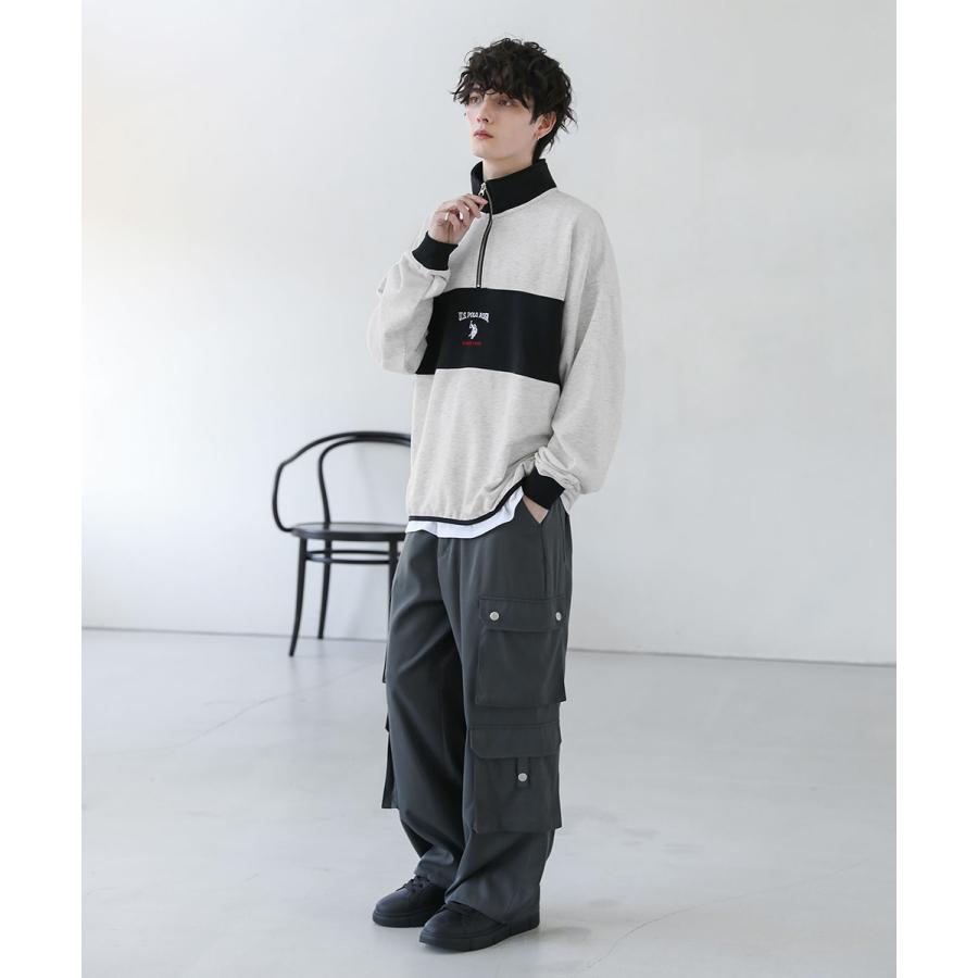 スタンドネック スウェット ハーフジップ ビッグシルエット