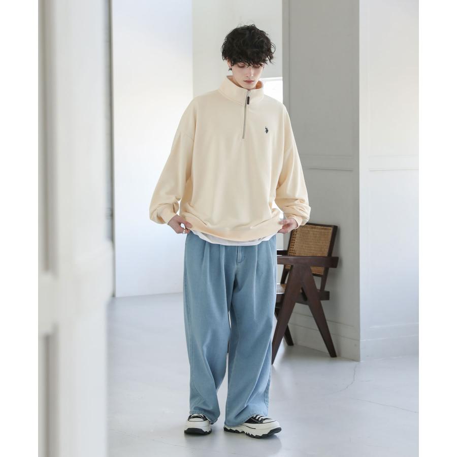 スタンドネック スウェット ハーフジップ ビッグシルエット