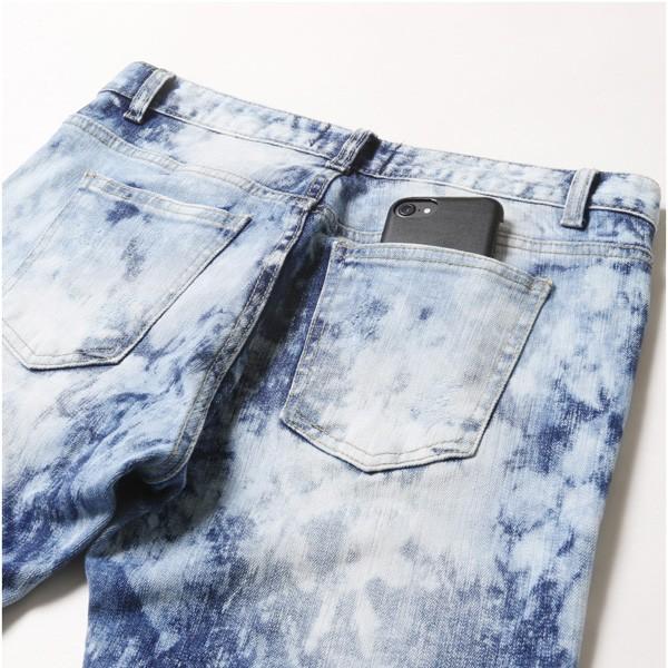 ハードブリーチ クラッシュ 裾 ZIP デニム メンズ : SOYOUS