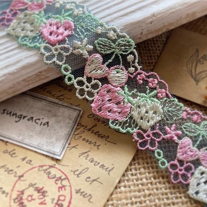リボンレース 幅/3cm ナチュラル フラワーレース レース ハンドメイド