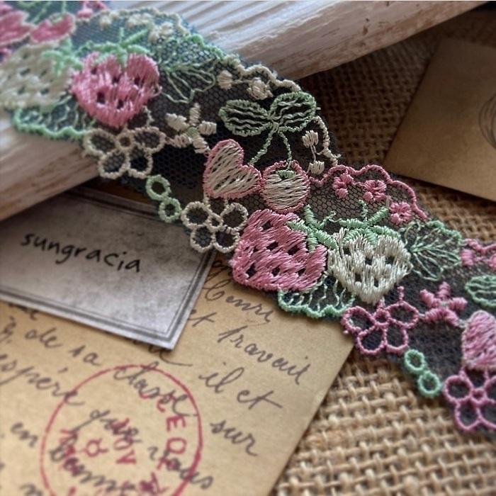 リボンレース 幅/3cm ナチュラル フラワーレース レース ハンドメイド