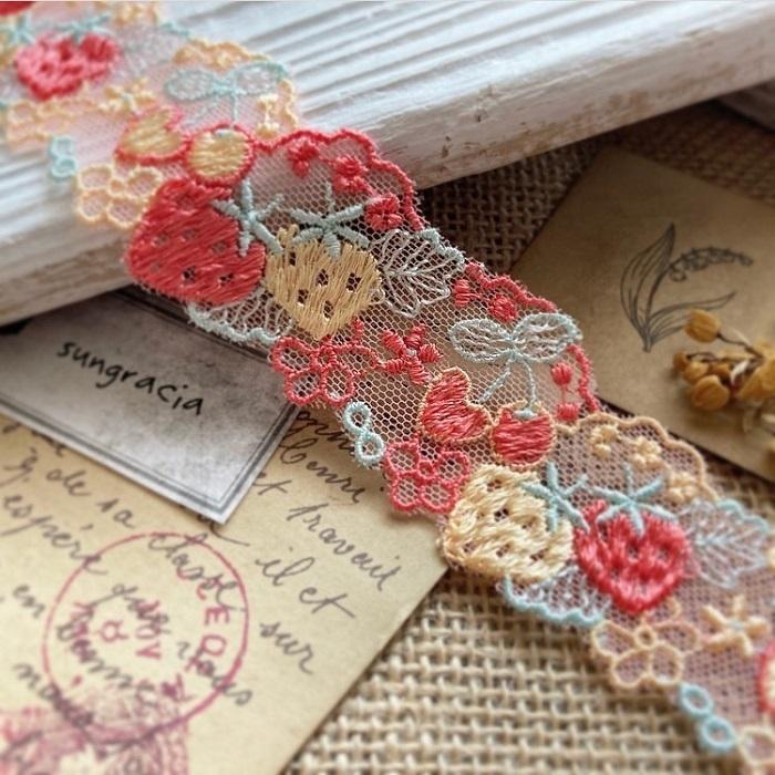 リボンレース 幅/3cm ナチュラル フラワーレース レース ハンドメイド