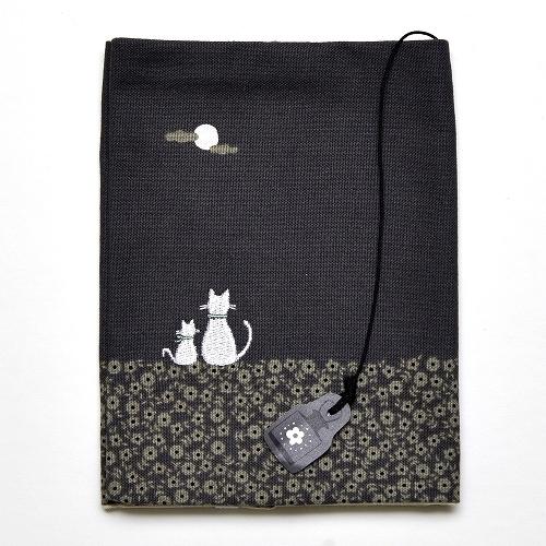 CONCISE ブックカバー 布 布のブックカバー ネコのお月見 文庫・A6 綿