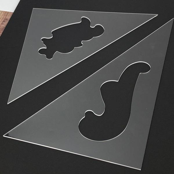 takeda タケダ 三角定規 30cm×2mm 雲型 抜き 2枚組 透明 アクリル クリア 定規 雲形定規 | タケダ | 01