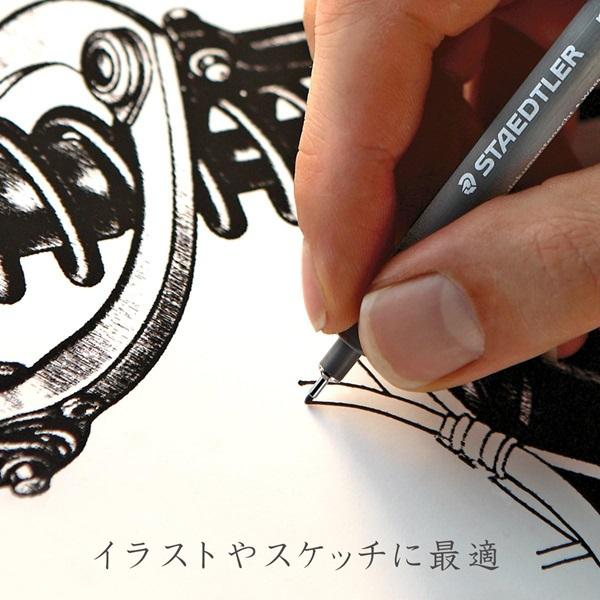 ステッドラー ピグメントライナー ブラック 単色1本入り 12線種　0.05mm 0.1mm 0.2mm 0.3mm 0.4mm 0.5mm 0.6mm 0.7mm 0.8mm 1.0mm 1.2mm 斧型 0.3-2.0mm | ピグメントライナー | 05