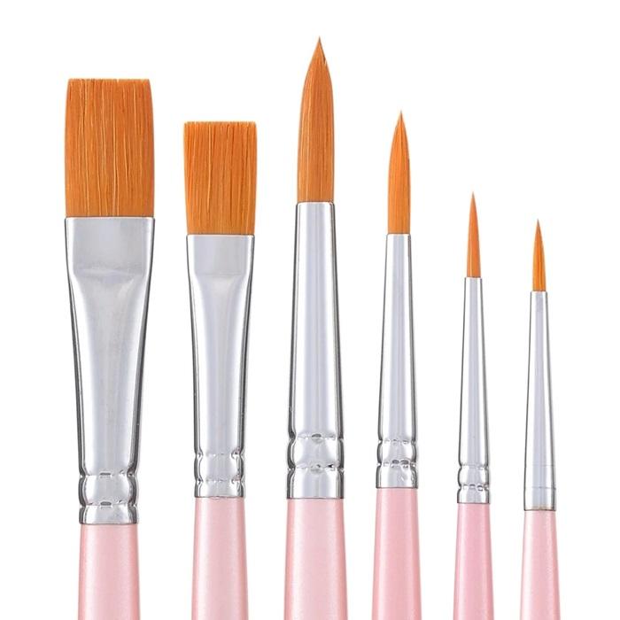 ホルベイン 画筆セット 水彩・アクリル用筆 6本組 NA-1 H257 × W85（mm）約47g（ケース込み）ラウンド(丸) フラット(平) 毛の種類 ナイロン | ホルベイン | 01