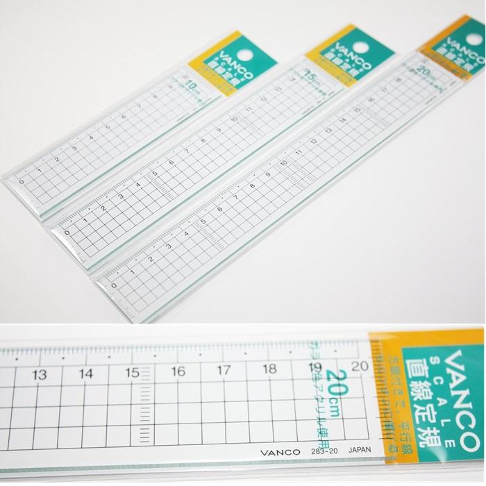 10cm 定規 バンコ 直定規 283-10 28310 本体寸法縦110ｘ横30ｘ厚さ2.0mm 材料アクリル樹脂 ガラス色 両つや 日本製 |  | 02