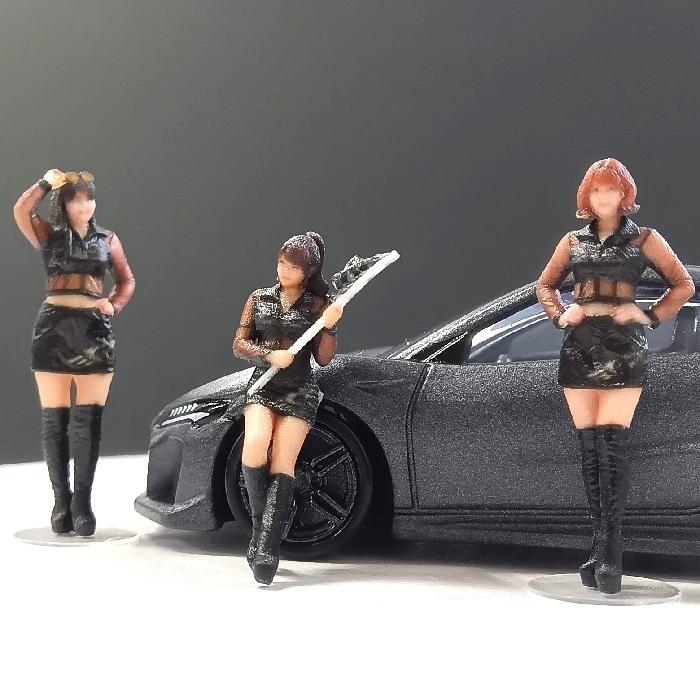 takeda タケダ 3D フィギュア 1/64 3体セット 人形 レースアンバサダー ミニカー用 高精細3Dプリント ミニチュア モデル Race Ambassador ジオラマ |  | 10