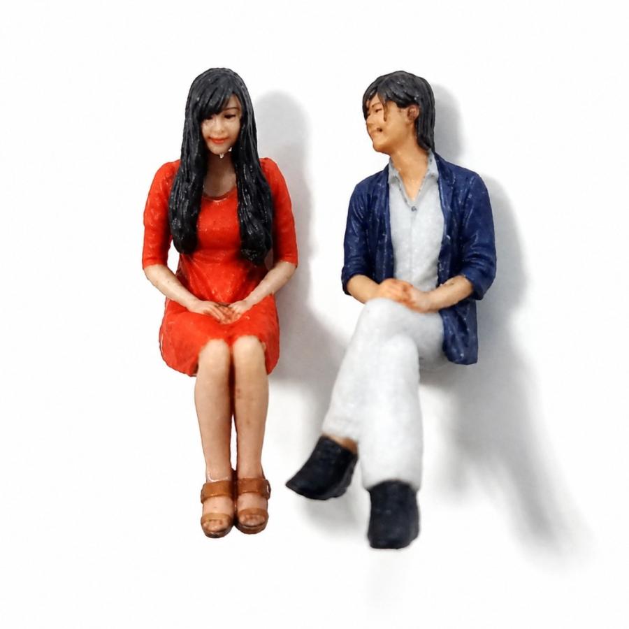 ジオラマ人形 3Dカラー 1/64 座る人 10体セット 55-0380 ジオラマ人形 3Dフィギュア フルカラー人物 1/64スケール ミニカー ジオラマ ミニチュア 塗装不要 | タケダ | 05