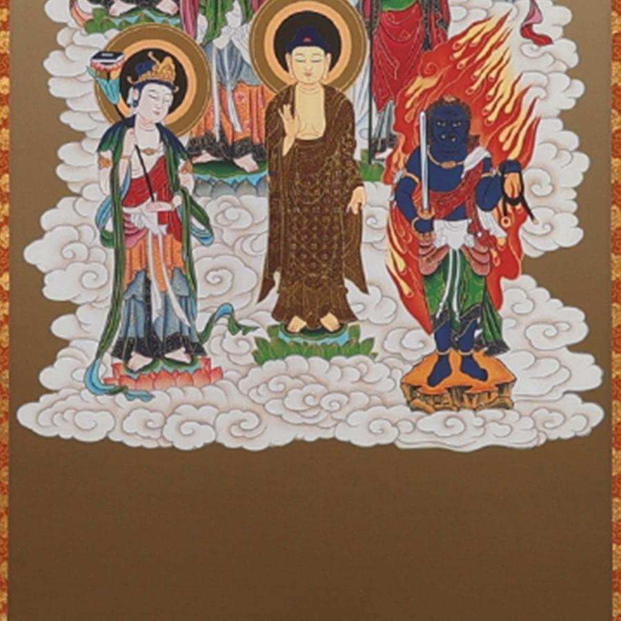 掛け軸 掛軸 十三佛 尺五立 180×53cm 佐々将吉 桐箱付 和室表装 床の間 収納 木 箱 モダン 茶道 道具 掛け 掛けるの画像