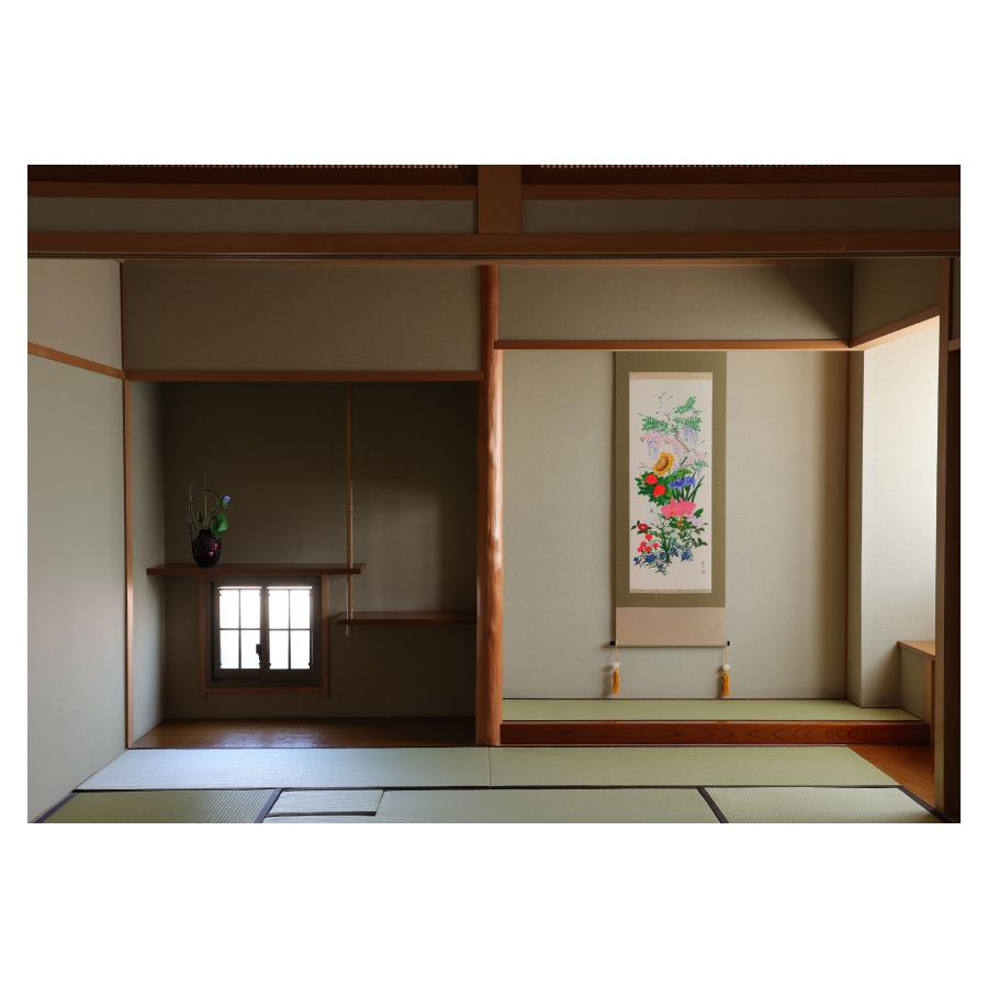 掛け軸 掛軸 「十二ヶ月誕生花」 河村蘇水 尺五立 サイズ：190×54.5cm 掛け軸 掛軸 年中掛け 常 和室 おしゃれ 日本画 表装 床の間 収納_12