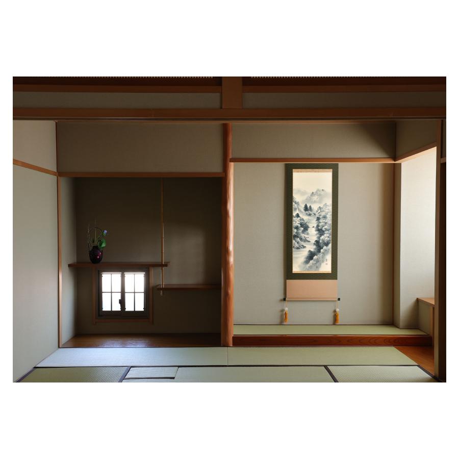 掛け軸 掛軸 「水墨山水」 田代西峰 尺五立 サイズ：54.5×190cm 桐箱付