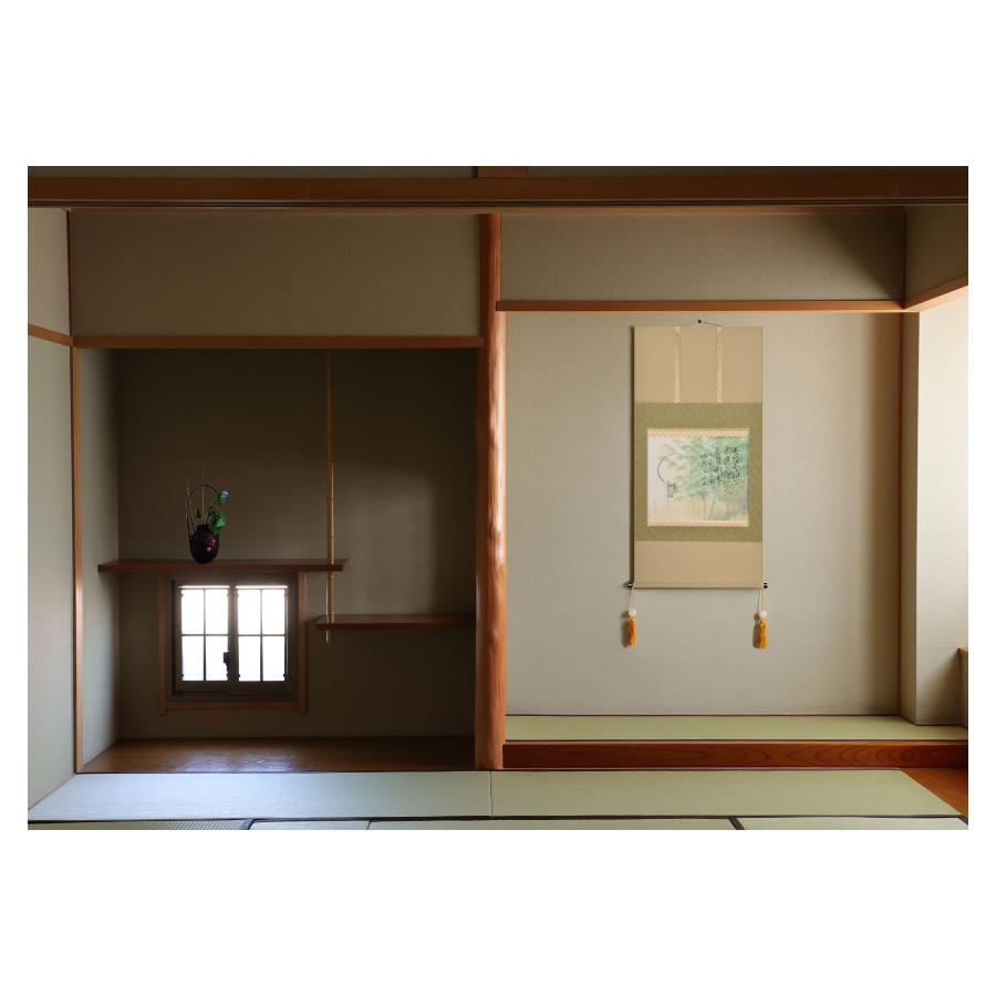 掛け軸 掛軸 「山頭火」 西嶋和文 尺八横 サイズ：65×138cm 桐箱付 和室おしゃれ 日本画 送料無料 表装 床の間 収納 木 箱 モダン_10