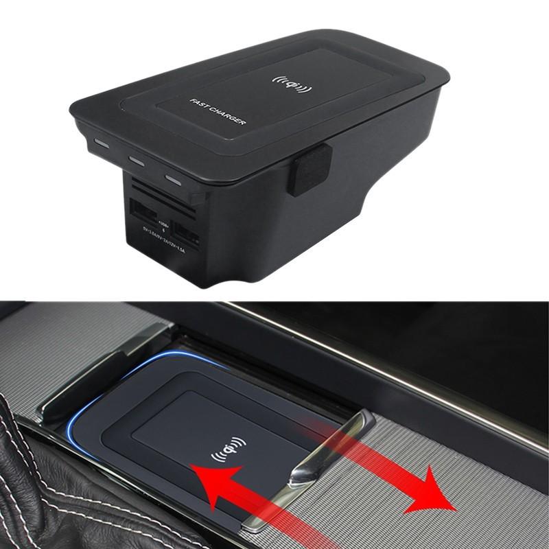 携帯充電器　車　車載　ブラック　S90　非接触型　ボルボ　XC90　XC60　V90　ワイヤレスチャージャー　スマホ充電器