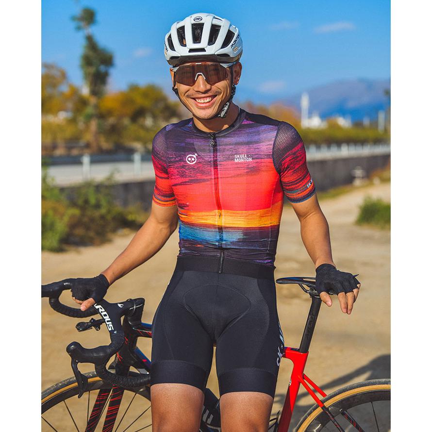 Monton［モントン］男性用半袖サイクルジャージ［自転車用/メンズ］Skull Monton Sunset ショートスリーブの画像