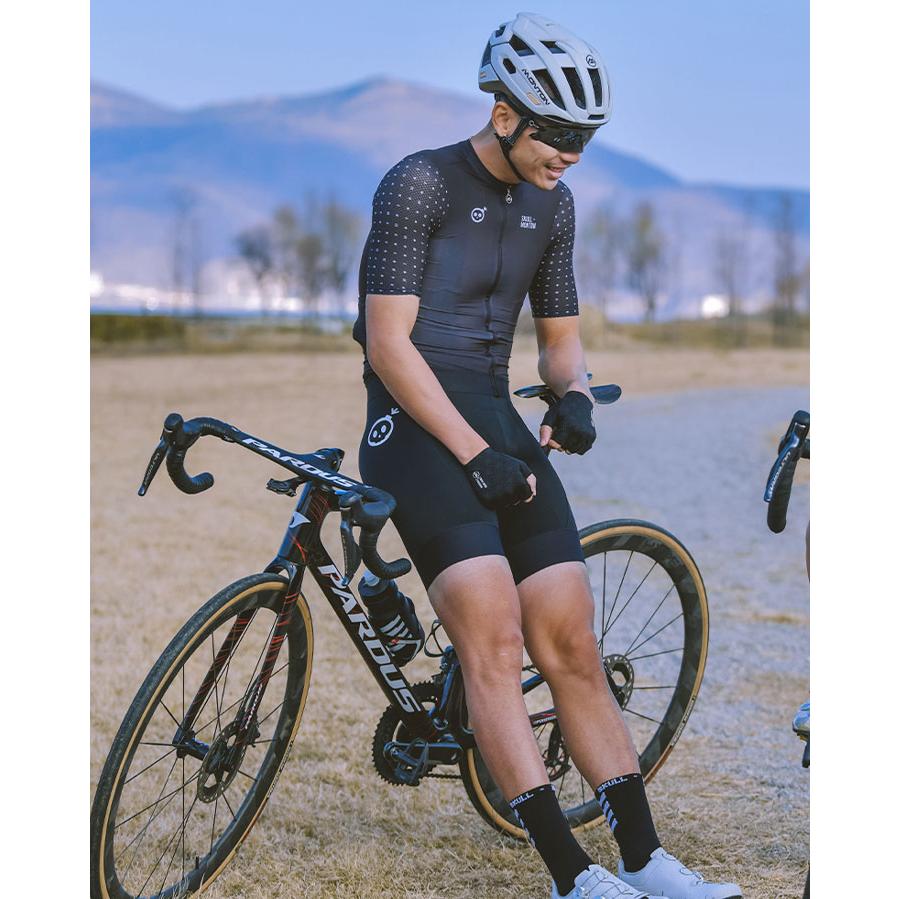 SKULL x MONTON ブラックサイクルジャージ