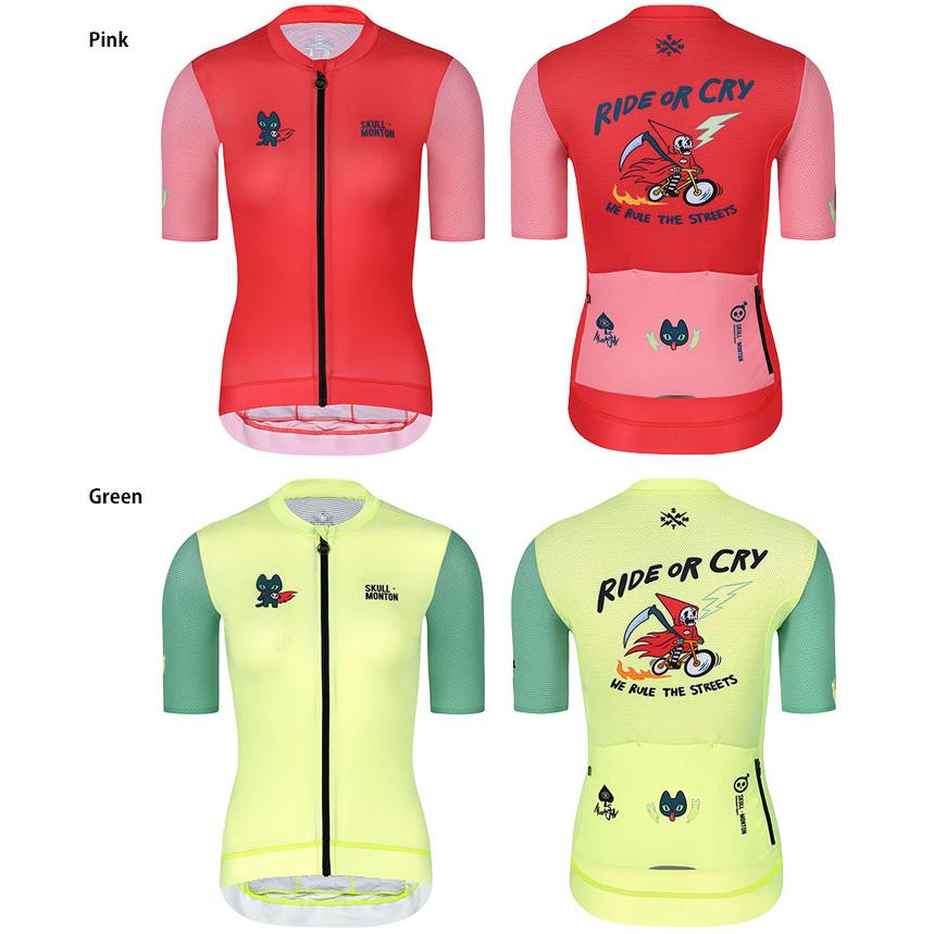 Monton［モントン］半袖サイクルジャージ［自転車用/レディース］Skull Halloween ハロウィン 女性用ショートスリーブの画像