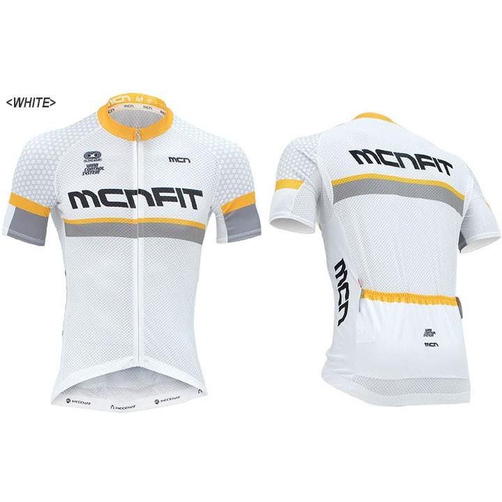 ＜取り寄せ限定上下セット半袖＞mcnレーシングメッシュサイクルジャージ（ショートスリーブ）＆イタリア製パッド付き4分丈ビブパンツセット LUMEN（黒/白）の画像