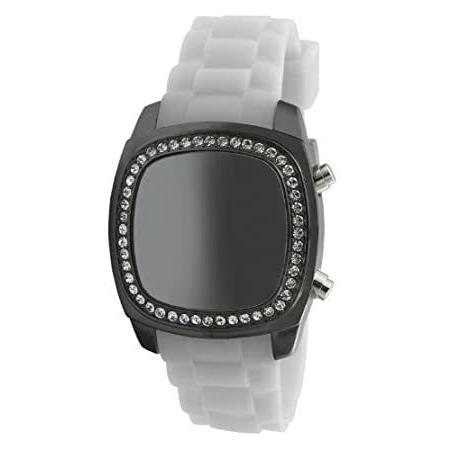 特別価格TKO ORLOGI Women 's tk571-wt Crystalized MirrorデジタルWhite Rubber Strap Watch好評販売中