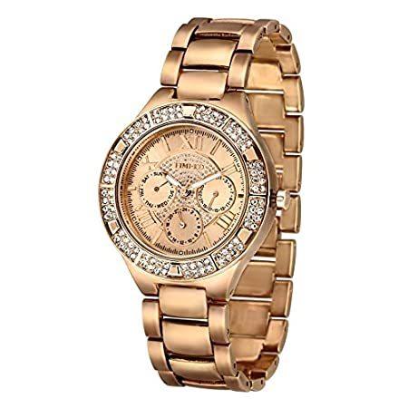 当季大流行 特別価格TIME100 ファッション レトロ スリーサークル クォーツ レディース 腕時計 #W50318G.02A (ローズ・ゴールデン)好評販売中 腕時計
