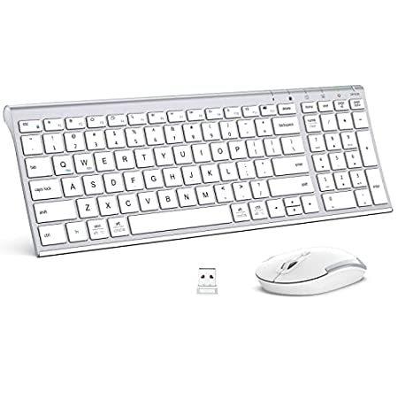 全国宅配無料 特別価格iClever ワイヤレスキーボードマウスセットフルサイズ White)好評販売中 and (Silver キーボード