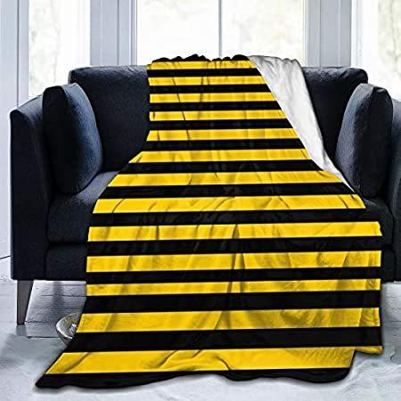 から厳選した Stripe Black and 特別価格Yellow Super Bod好評販売中 Full Blanket Throw Fleece Microfiber Soft 毛布、ブランケット