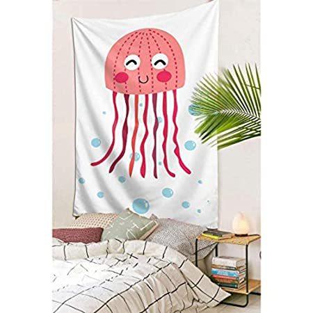 【おまけ付】 Wall Hanging Kids Inches 60x90 特別価格AIKENING Jellyfish Tapes好評販売中 Underwater Life Sea タペストリー