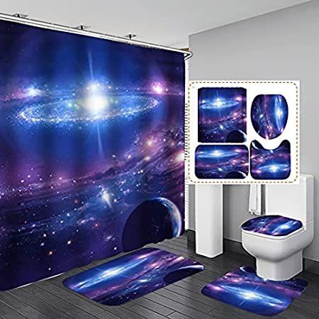 特別価格MOUMOUHOME Universe Planet Shower Curtain Set with Rugs for Bathroom 3D Pri好評販売中